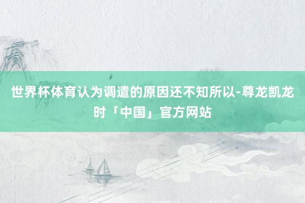 世界杯体育认为调遣的原因还不知所以-尊龙凯龙时「中国」官方网站