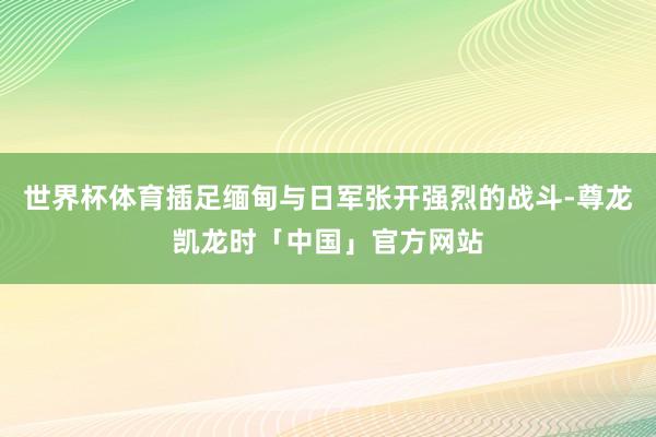 世界杯体育插足缅甸与日军张开强烈的战斗-尊龙凯龙时「中国」官方网站