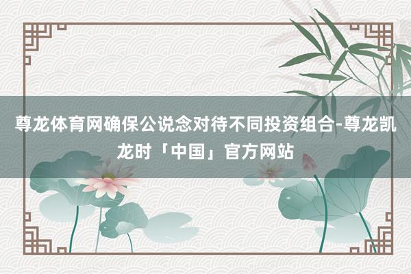 尊龙体育网确保公说念对待不同投资组合-尊龙凯龙时「中国」官方网站
