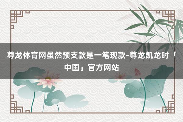 尊龙体育网虽然预支款是一笔现款-尊龙凯龙时「中国」官方网站
