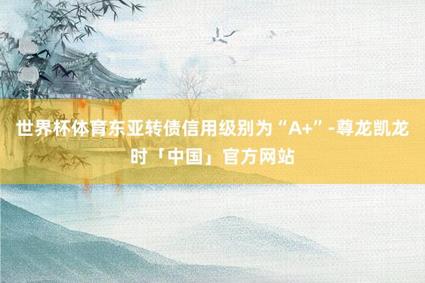 世界杯体育东亚转债信用级别为“A+”-尊龙凯龙时「中国」官方网站