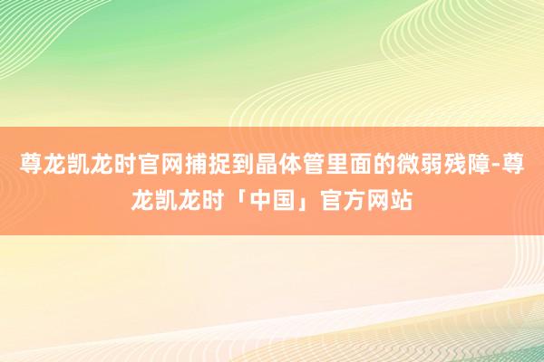 尊龙凯龙时官网捕捉到晶体管里面的微弱残障-尊龙凯龙时「中国」官方网站